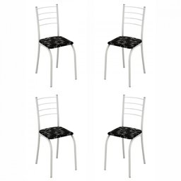 Conjunto de 4 Cadeiras Rio Liso Branco Assento Preto Lirio Teixeira - 1 Conjunto de 4 Cadeiras Rio Liso Branco Assento Preto Lirio Teixeira - 1