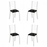 Conjunto de 4 Cadeiras Rio Liso Branco Assento Preto Lirio Teixeira - 1