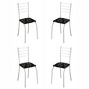 Ver imagem 1 de Conjunto de 4 Cadeiras Rio Liso Branco Assento Preto Lirio Teixeira