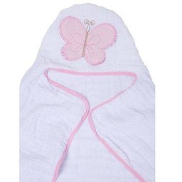 Toalha de Banho Soft com Capuz Borboleta Rosa - Papi - 1