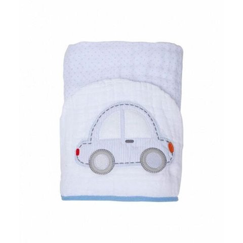 Toalha de Banho Soft com Capuz Carro Azul - Papi