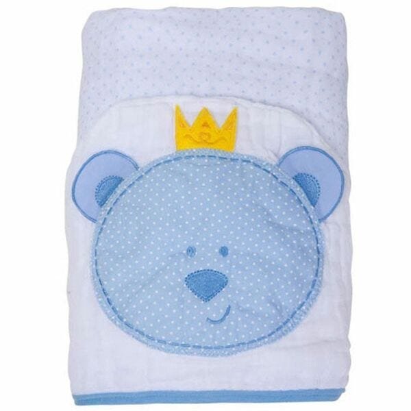 Toalha de Banho Soft com Capuz Urso Azul - Papi - 1