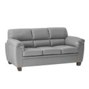 Ver imagem 1 de Sofá 3 Lugares Sala de Estar Pés em Madeira Nauru Couro Cinza - Gran Belo