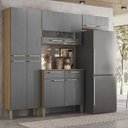 Ver imagem 1 de Armário de Cozinha Compacta Nala 8 Portas, 2 Gavetas e Balcão com Tampo em Mdp Freijó/gris- Kits Par