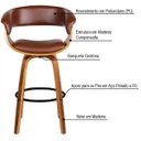 Ver imagem 2 de Kit 05 Banquetas para Cozinha Giratória Brenna Base Madeira PU Marrom - Gran Belo