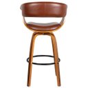 Ver imagem 6 de Kit 05 Banquetas para Cozinha Giratória Brenna Base Madeira PU Marrom - Gran Belo