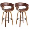 Kit 02 Banquetas para Cozinha Giratória Brenna Base Madeira PU Marrom - Gran Belo - 1