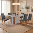 Ver imagem 2 de Mesa de Jantar Isadora 180cm Tampo MDF e Vidro Canto Copo com 6 Cadeiras Lira Moderna Mobília