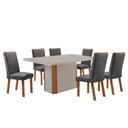 Ver imagem 1 de Mesa de Jantar Isadora 180cm Tampo MDF e Vidro Canto Copo com 6 Cadeiras Lira Moderna Mobília