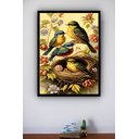 Ver imagem 1 de Quadro Decorativo Pássaros Ninho Flores - 70x50cm:moldura Preta
