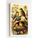 Ver imagem 2 de Quadro Decorativo Pássaros Ninho Flores - 70x50cm:moldura Preta