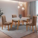 Ver imagem 1 de Mesa de Jantar Copper 4 Lugares Retangular MDF com Vidro 120cm Off White Moderna