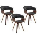 Ver imagem 1 de Kit 3 Cadeiras Decorativas para Escritório Recepção Ohana Fixa Pu Preto