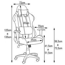 Cadeira Gamer Giratória Reclinável com Regulagem de Altura Ergonômica Pro-V Sport Pu Preto - 3