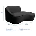 Ver imagem 5 de Kit Divã Recamier Orgânico Marrocos 200cm Lado Direito e 2 Poltronas Amore Linho Preto