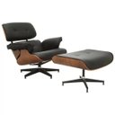 Ver imagem 1 de Poltrona Decorativa Sala de Estar Giratória com Apoia-pés Charles Eames Pu Preto - Gran Belo
