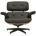 Ver imagem 6 de Poltrona Decorativa Sala de Estar Giratória com Apoia-pés Charles Eames Pu Preto - Gran Belo