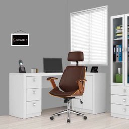 Kit 2 Cadeiras de Escritório Presidente Giratória com Regulagem de Altura Akon Pu Marrom - 6