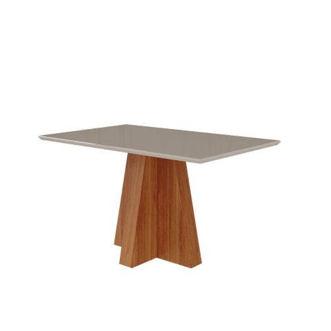 Mesa de Jantar Retangular 130x80cm Tampo Mdf/vidro Patricia Cimol Cinamomo/off White