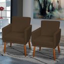 Ver imagem 4 de Kit 2 Poltronas Decorativa para Sala Recepção Beatriz Suede Cores Pé Palito Castanho