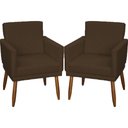 Ver imagem 1 de Kit 2 Poltronas Decorativa para Sala Recepção Beatriz Suede Cores Pé Palito Castanho