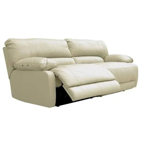 Sofá 2 Lugares Reclinável Elétrico Asmará 174cm Couro Off White - Gran Belo