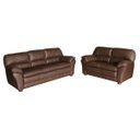 Ver imagem 1 de Jogo de Sofá 2 e 3 Lugares Sala de Estar Pés Madeira Laura Couro Chocolate - Gran Belo