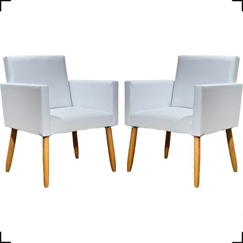 Kit 2 Poltronas Decorativas Para Recepção Manicure Sala Escritório Consultório Corino