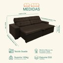 Ver imagem 4 de Sofá Retrátil e Reclinável 2,10m Suede Magno Marrom Café