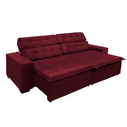 Sofá Retrátil e Reclinável 2,30m Suede Magno Vinho - 3