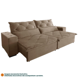 Sofá Retrátil e Reclinável 2,10m 3 Lugares Suede Lisboa - 2