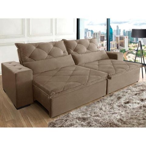 Sofá Retrátil e Reclinável 2,10m 3 Lugares Suede Lisboa