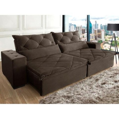 Sofá Retrátil e Reclinável 2,30m 4 Lugares Suede Lisboa