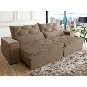 Sofá Retrátil e Reclinável 2,30m 4 Lugares Suede Lisboa