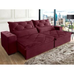 Sofá Retrátil e Reclinável 2,10m 3 Lugares Suede Lisboa - 1