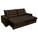 Ver imagem 2 de Sofá Califórnia Retrátil e Reclinável 2,70m 5 Lugares Molas Ensacadas Pillow Top Suede Café