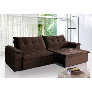 Sofá Retrátil e Reclinável 2,30m Suede Soberano
