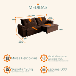 Sofá Retrátil e Reclinável Suede 2,70m Soberano Sofá Casa - 3