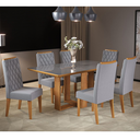 Ver imagem 1 de Mesa de Jantar Retangular Castelli com 6 Cadeiras Iza Mel/cinza/vd Grafite - Casa Giulia