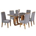 Ver imagem 2 de Mesa de Jantar Retangular Castelli com 6 Cadeiras Iza Mel/cinza/vd Grafite - Casa Giulia