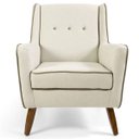 Ver imagem 3 de Kit 2 Poltronas Decorativas Pés de Madeira Teresa Algodão Bege - Gran Belo