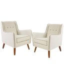 Ver imagem 1 de Kit 2 Poltronas Decorativas Pés de Madeira Teresa Algodão Bege - Gran Belo
