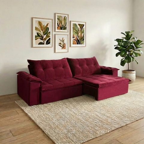 Sofá Retrátil e Reclinável 2,70m Suede Soberano