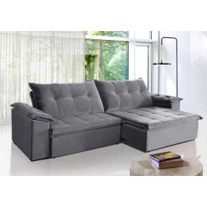 Sofá Retrátil e Reclinável 2,70m Suede Soberano