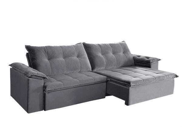 Sofá Retrátil e Reclinável Suede 2,70m Soberano Sofá Casa