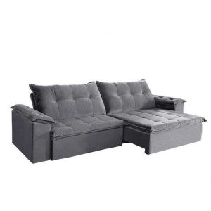 Sofá Retrátil e Reclinável Suede 2,70m Soberano Sofá Casa