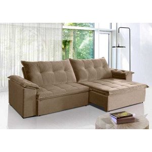 Sofá Retrátil e Reclinável 2,70m Suede Soberano