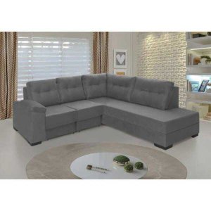 Sofá de Canto Retrátil 247cm X 218cm Suede Holanda Sofá Casa