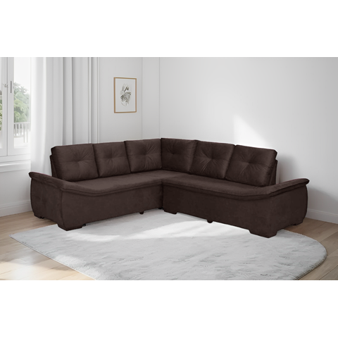 Sofá de Canto 4 Lugares Suede New Alphaville Marrom Café