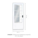 Ver imagem 2 de Kit Porta Postigo com Grade Quadrada Aço 215CMX85CM Minas Sul Esquerda MGM Branco
